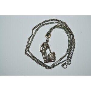 Vintage Spanish Bull Fighter Necklace Charm & Chain Rare 11"